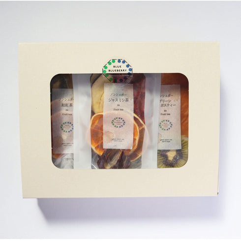 ノンシュガーフルーツティー3種テイストギフトボックス(和紅茶×1、グリーンルイボスティー×1、ジャスミン茶×1)